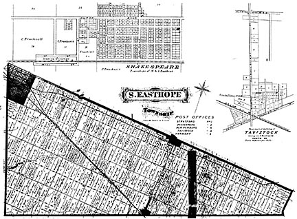 Map of South Easthope, Shakespeare and Tavistock