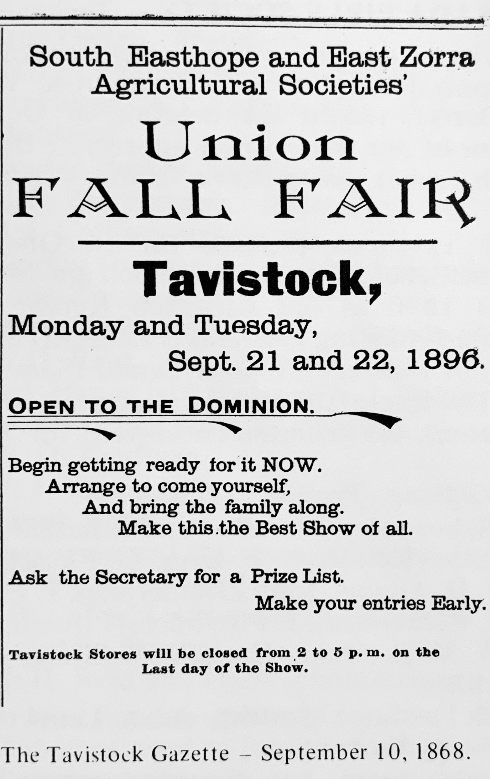 Union Fall Fair Advertisement